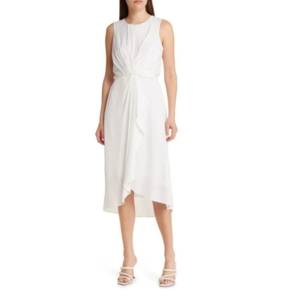 Kobi Halperin Blake Crepe Chiffon High-Low Dress in White